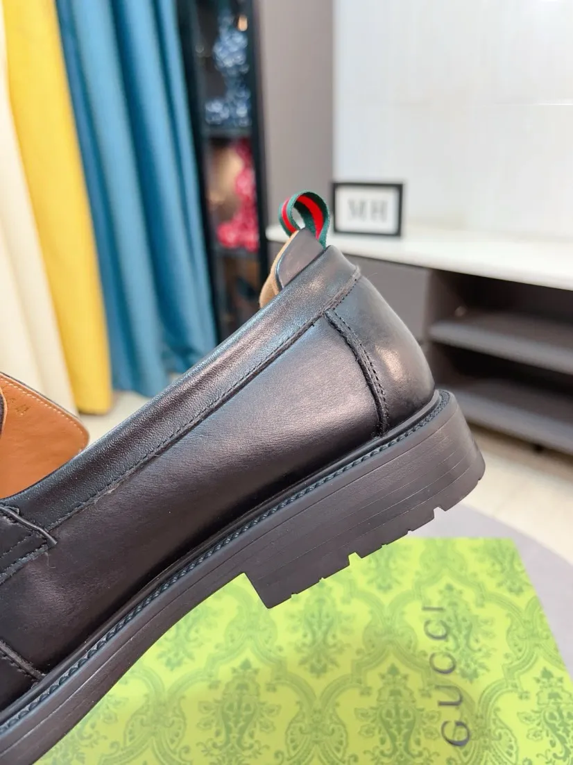 Men's shoes 💰500🌹🌹[GUCCI Gucci] A new style of formal men's leather shoes is coming ~ The original quality upper is made of Italian cowhide➕The leather is soft and delicate, comfortable and soft. The top layer of genuine leather, rubber wear-resistant outsole, the shoe shape is dignified and domineering, and the luxury charm is not concealed! The natural and free nouveau riche leads the trend. Code number: 38-44